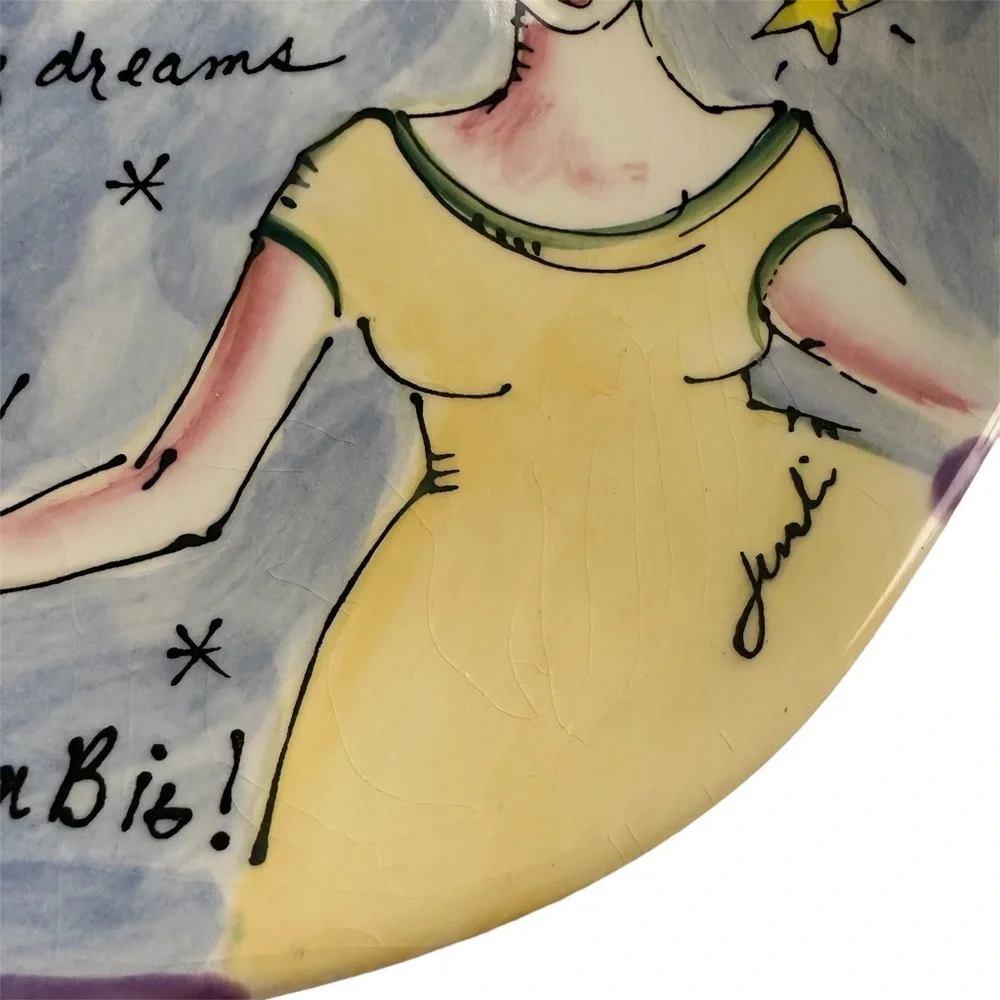 Julia Junkin Studio Dream Big Pottery Decor Display Plate Signed 8” - Picture 2 of 5